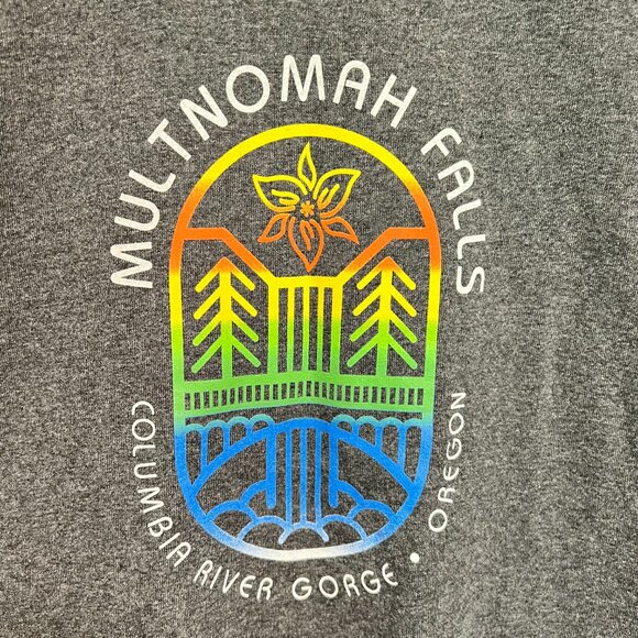 NWT Multnomah‎ Falls Columbia Gorge Oregon Neon Rainbow Graphic Tee Shirt Size S - Picture 4 of 8